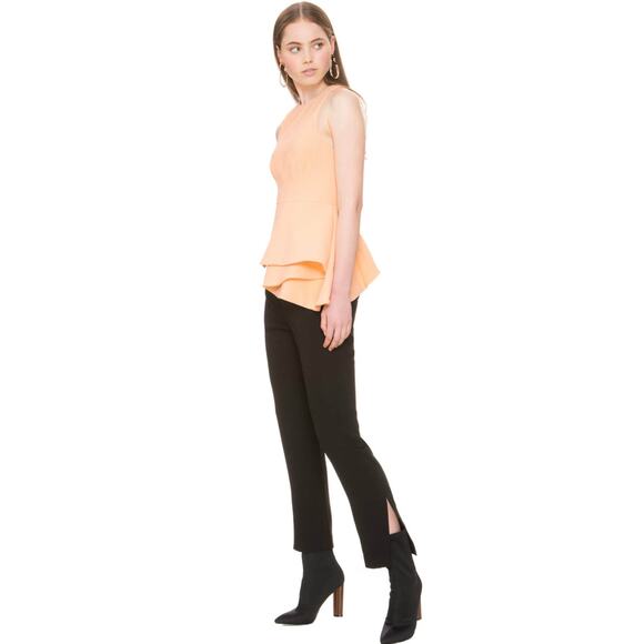 Anthropologie C/MEO COLLECTIVE Asymmetric Ruffle Coral Peach Fools Gold Top - Picture 4 of 14